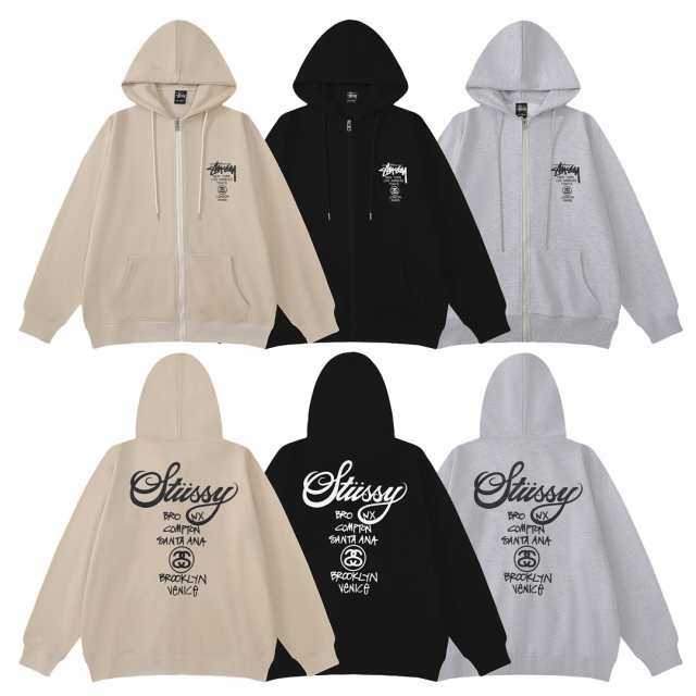 STUSSY ステューシー ジップアップ スウエット パーカー プルオーバー ロゴ プリント 長袖 トップス 秋服 トレーナー 1951｜au PAY  マーケット